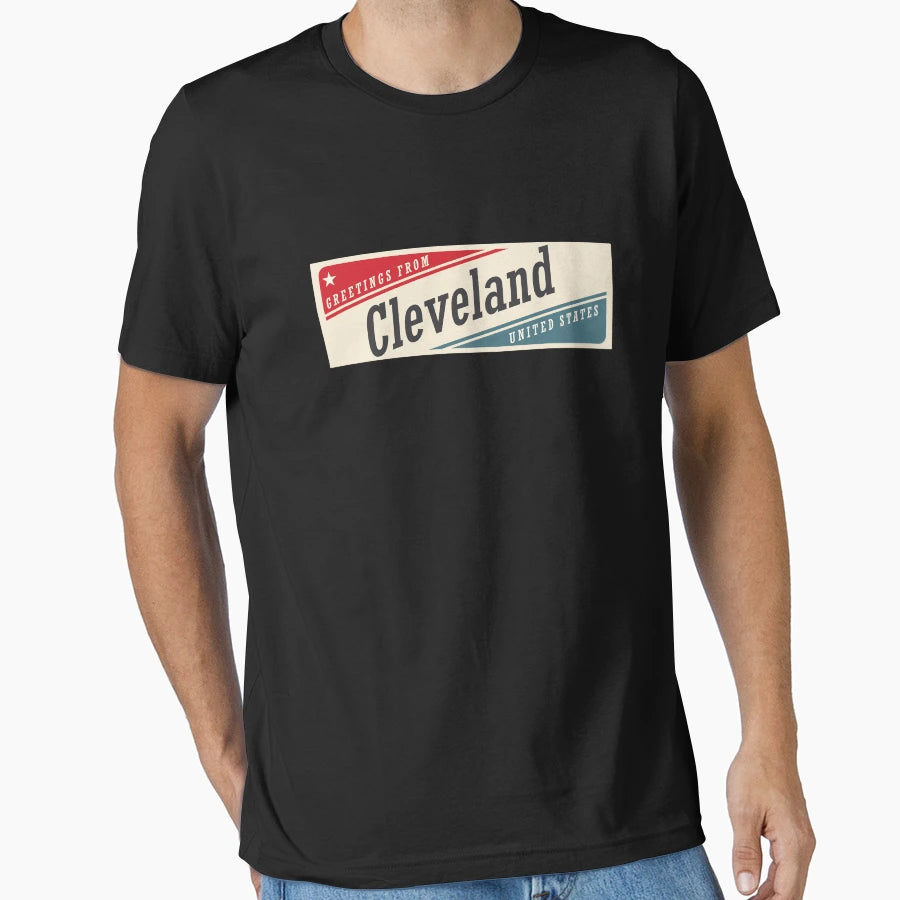 Greetings Cleveland United States T-Shirt - Minimalist Print for Adults - T-Shirt, Sweatshirt, Hoodie