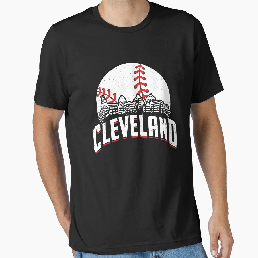 Cleveland Baseball Cityscape Skyline Fan T-Shirt - Graphic Print for Adults - T-Shirt, Sweatshirt, Hoodie