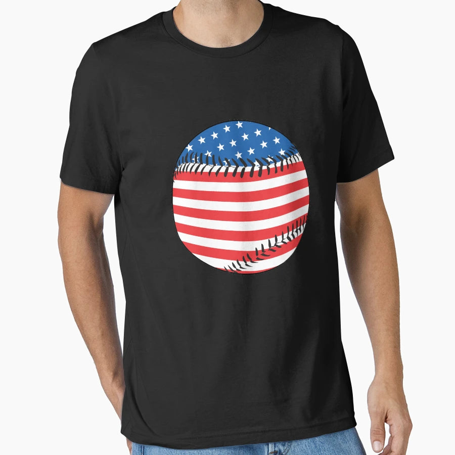 Baseball 4Th July American Flag Usa T-Shirt - Casual Everyday Wear Unisex - T-Shirt, Sweatshirt, Hoodie