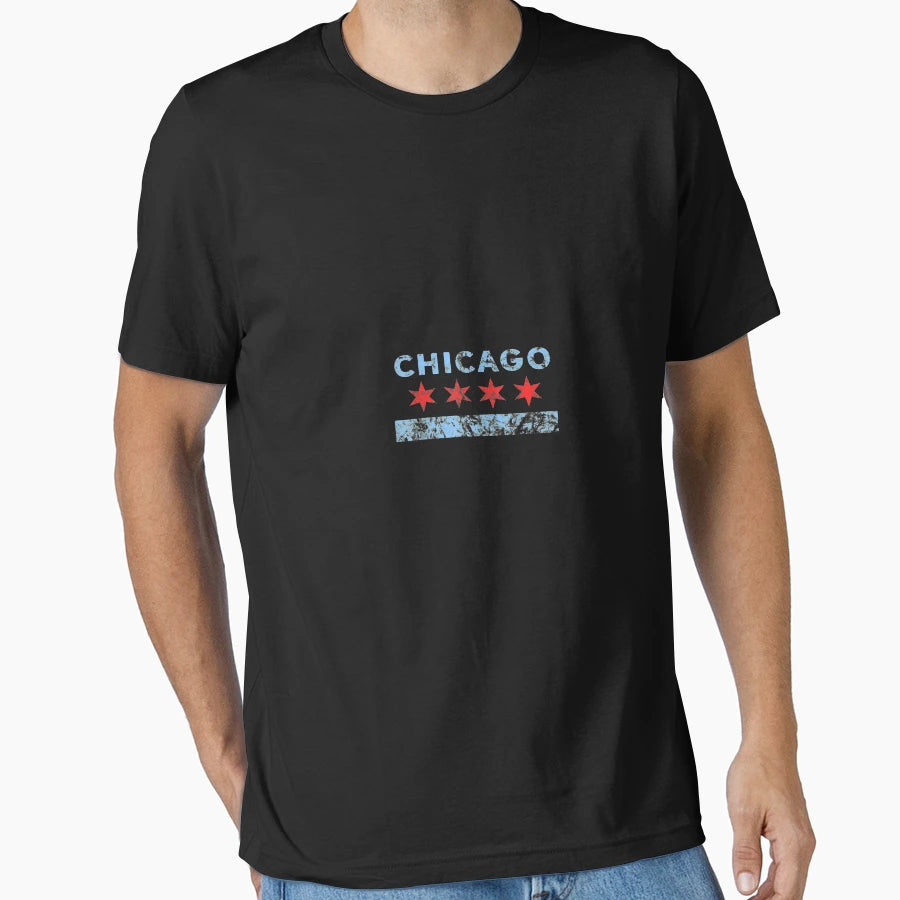 Awesome Usa Proud City Chicago Flag T-Shirt - Streetwear Style for Adults - T-Shirt, Sweatshirt, Hoodie