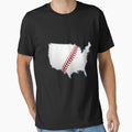 Usa United States Baseball Stitch T-Shirt - Fun Novelty Design for Adults - T-Shirt, Sweatshirt, Hoodie