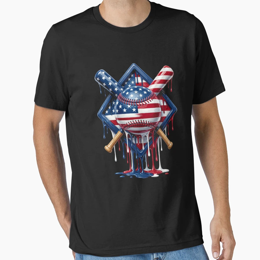 American Baseball Patriot Usa Sports Fan T-Shirt - Trendy Graphic Unisex - T-Shirt, Sweatshirt, Hoodie
