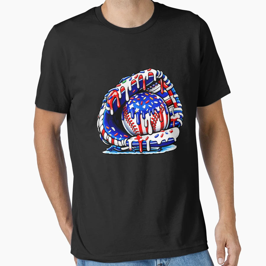 American Patriotic Baseball Fan T-Shirt - Casual Everyday Wear Men Women - T-Shirt, Sweatshirt, Hoodie