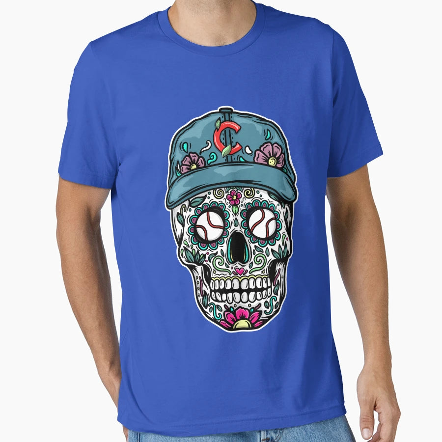Sugar Skull Chicago Baseball T-Shirt - Unique Graphic Men Women - T-Shirt, Sweatshirt, Hoodie