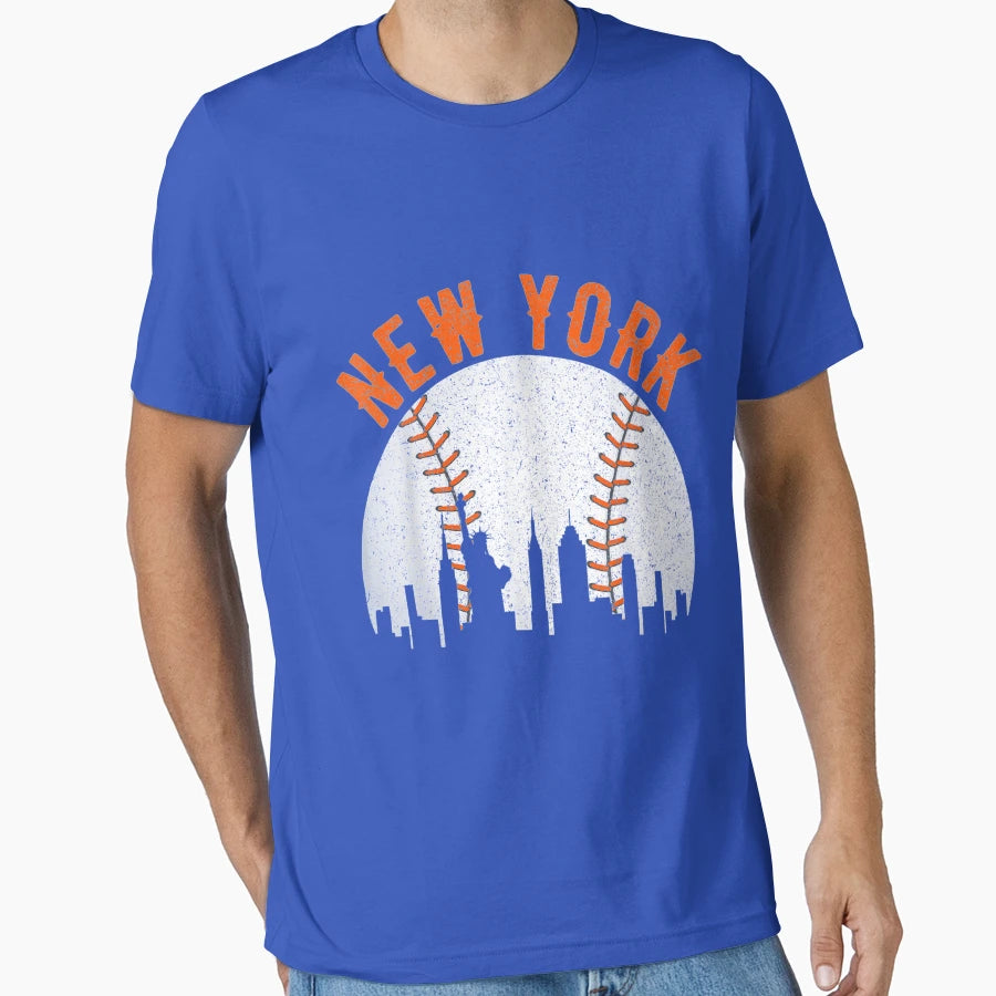 New York Ny Skyline City Baseball Met T-Shirt - Novelty Apparel for Adults - T-Shirt, Sweatshirt, Hoodie