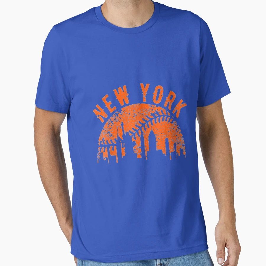New York Ny Skyline City Baseball T-Shirt - Aesthetic Graphic for Adults - T-Shirt, Sweatshirt, Hoodie
