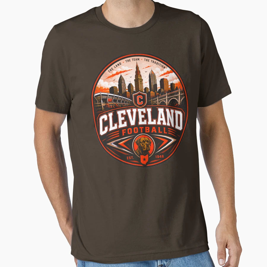 Cleveland Football City Skyline T-Shirt - Casual Everyday Wear Men Women - T-Shirt, Sweatshirt, Hoodie