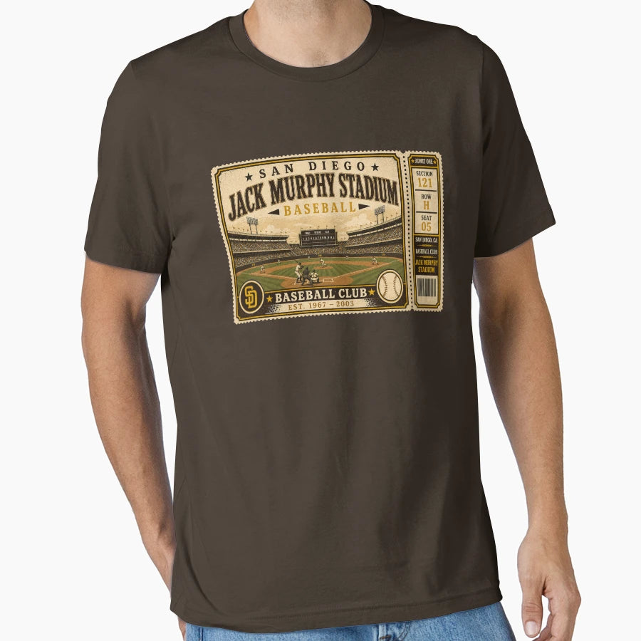 San Diego Baseball Ticket Stub Jack Murphy T-Shirt - Trendy Graphic Unisex - T-Shirt, Sweatshirt, Hoodie