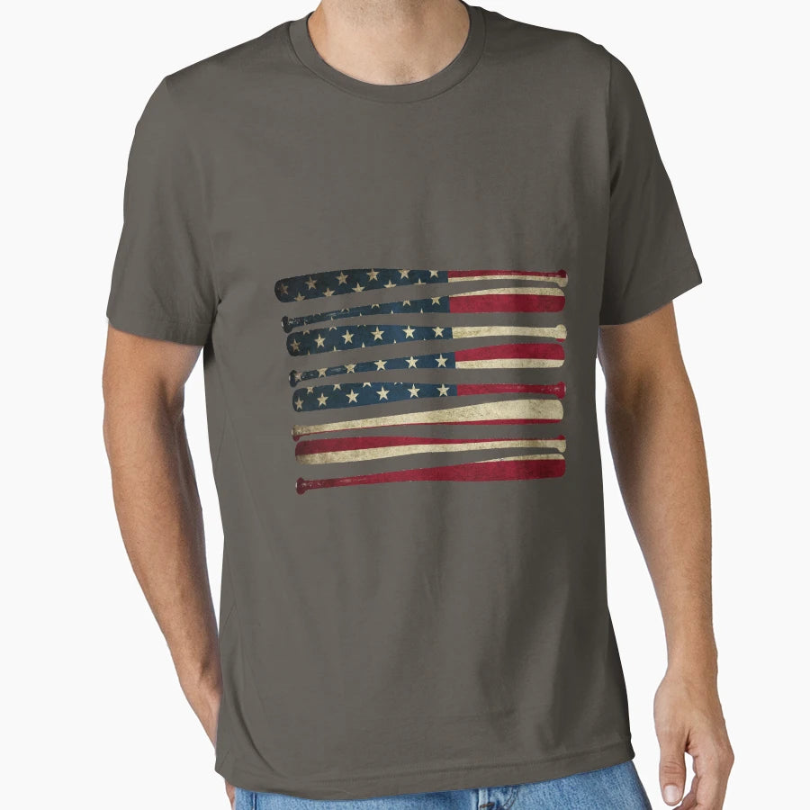 America Baseball Flag T-Shirt - Novelty Apparel for Adults - T-Shirt, Sweatshirt, Hoodie