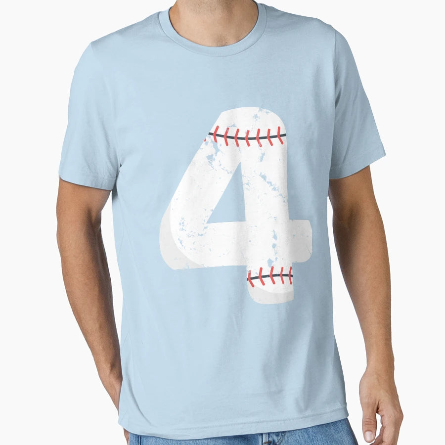4 Birthday Baseball Number 4 T-Shirt - Novelty Apparel Men Women - T-Shirt, Sweatshirt, Hoodie