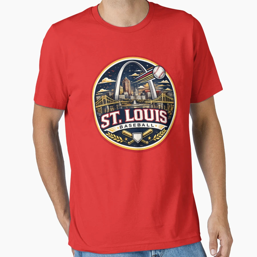 St Louis Baseball City Logo Arch T-Shirt - Minimalist Print Men Women - T-Shirt, Sweatshirt, Hoodie