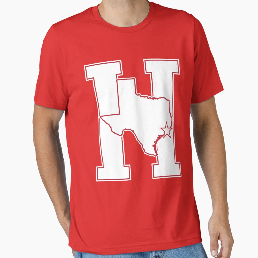 Houston Texas H Town White Red T-Shirt - Unique Graphic for Adults - T-Shirt, Sweatshirt, Hoodie