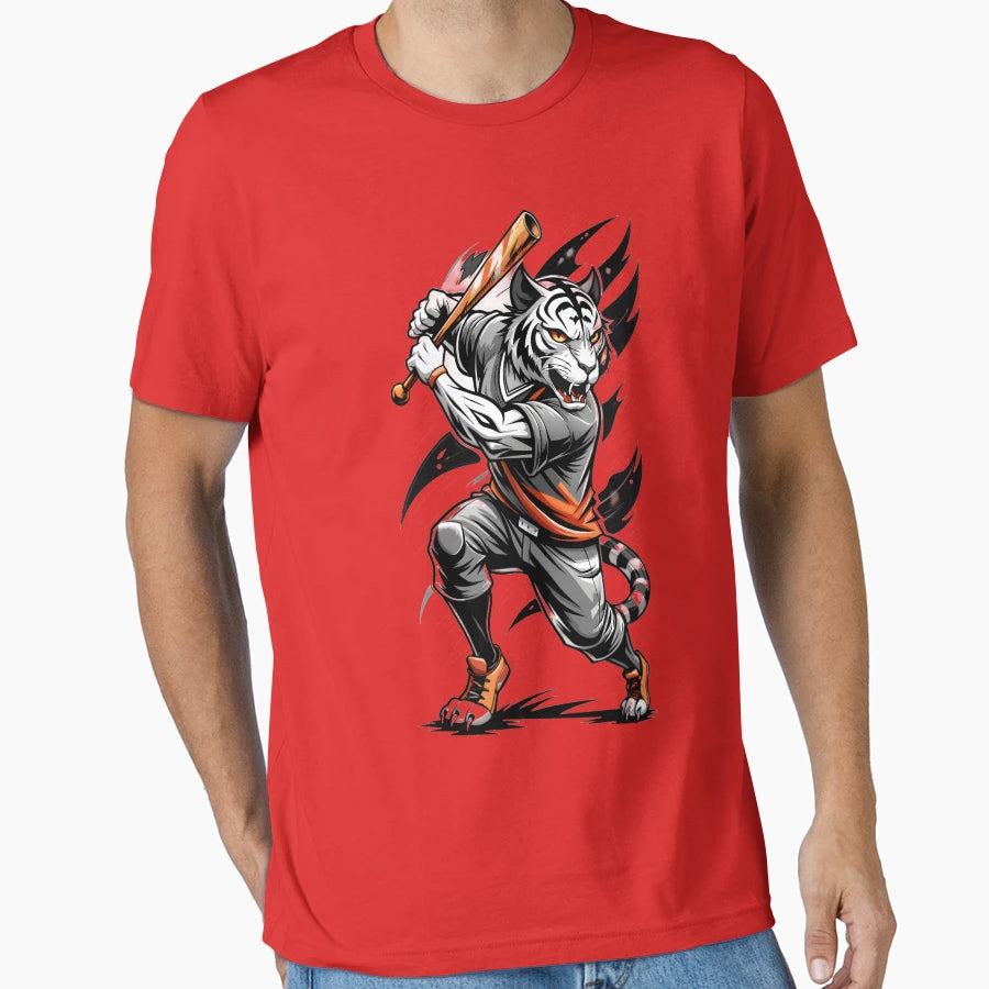 Baseball Player Tiger T-Shirt - Trendy Graphic Men Women - T-Shirt, Sweatshirt, Hoodie