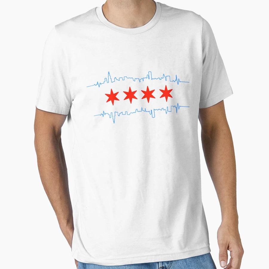 Chicago Heart Beat T-Shirt - Aesthetic Graphic Unisex - T-Shirt, Sweatshirt, Hoodie