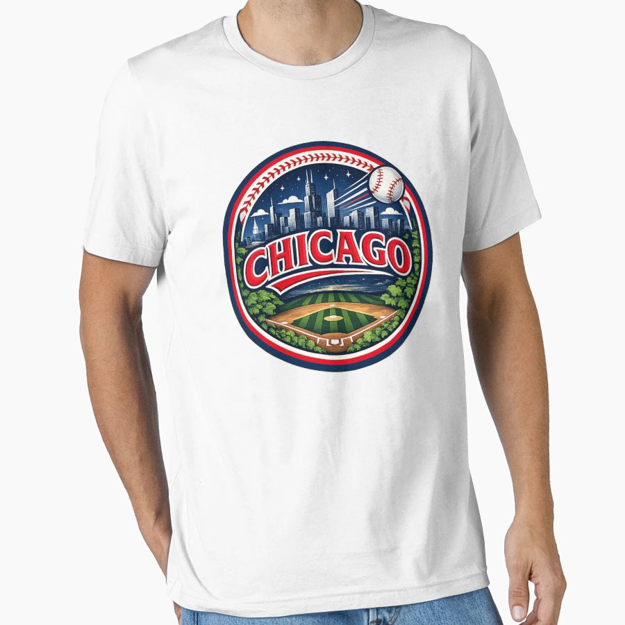 Chicago Baseball City Logo Skyline Hoodie - Streetwear Style Unisex - T-Shirt, Sweatshirt, Hoodie