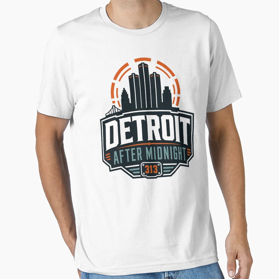 Detroit After Midnight 313 Skyline T-Shirt - Custom Art Print for Adults - T-Shirt, Sweatshirt, Hoodie