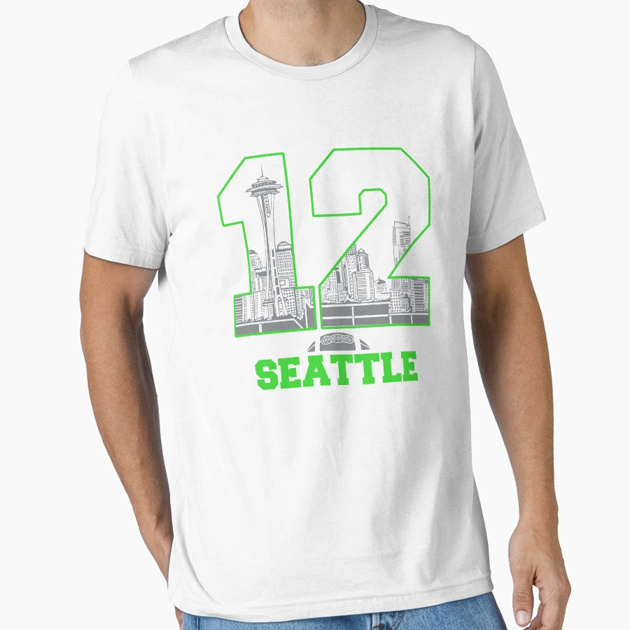 12 Seattle American Football T-Shirt - Unique Graphic Unisex - T-Shirt, Sweatshirt, Hoodie