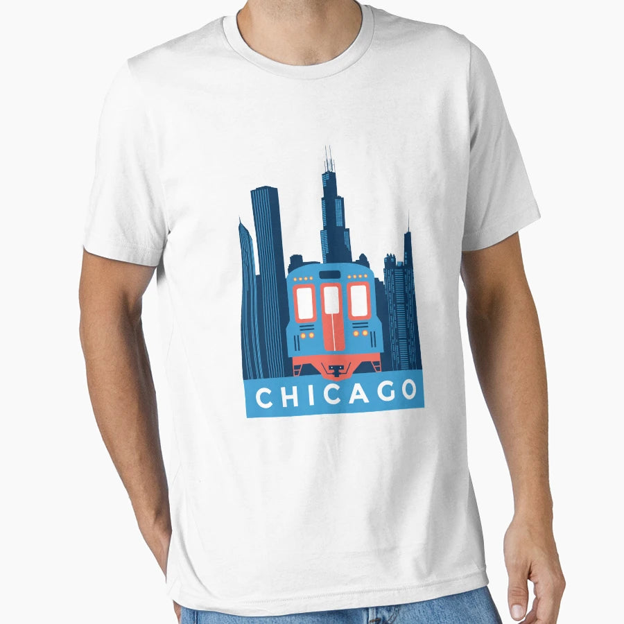 Chicago Train T-Shirt - Custom Art Print for Adults - T-Shirt, Sweatshirt, Hoodie