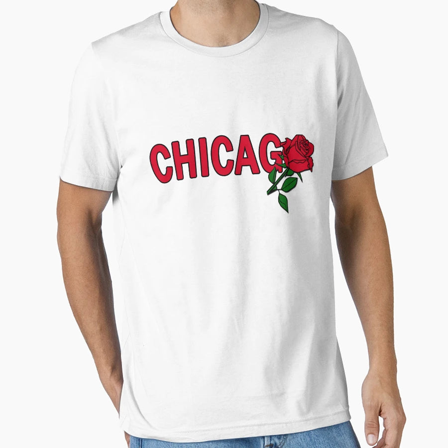 Chicago Rose Red T-Shirt - Unique Graphic for Adults - T-Shirt, Sweatshirt, Hoodie
