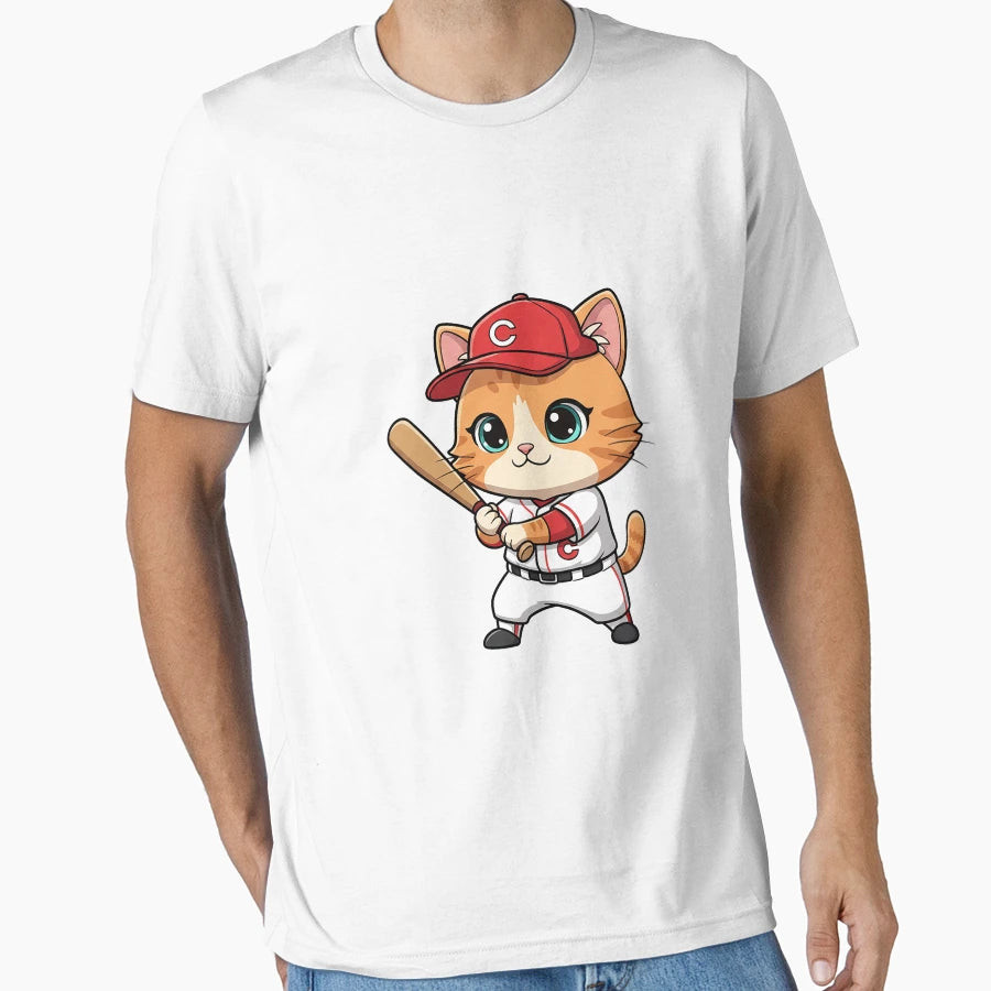 Baseball Player Cat T-Shirt - Fun Novelty Design for Adults - T-Shirt, Sweatshirt, Hoodie