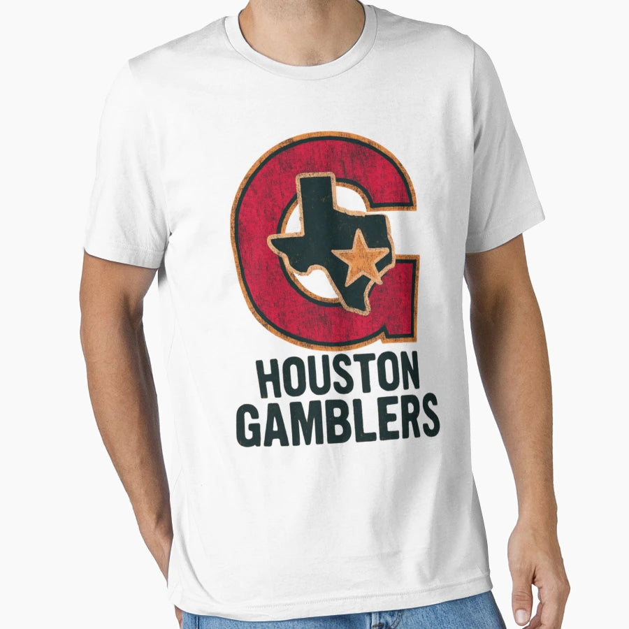 Houston Gamblers Logo Distressed T-Shirt - Novelty Apparel for Adults - T-Shirt, Sweatshirt, Hoodie