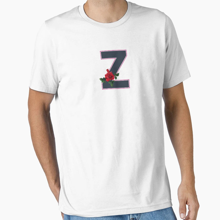 Rose Initial Z Letter Romantic Gift T-Shirt - Graphic Print Men Women - T-Shirt, Sweatshirt, Hoodie
