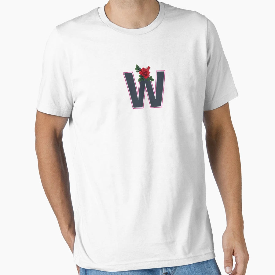 Rose Initial W Letter Romantic Gift T-Shirt - Streetwear Style for Adults - T-Shirt, Sweatshirt, Hoodie