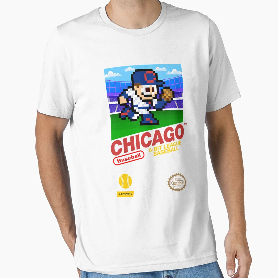Chicago 8Bit Videogame Cart T-Shirt - Graphic Print Men Women - T-Shirt, Sweatshirt, Hoodie