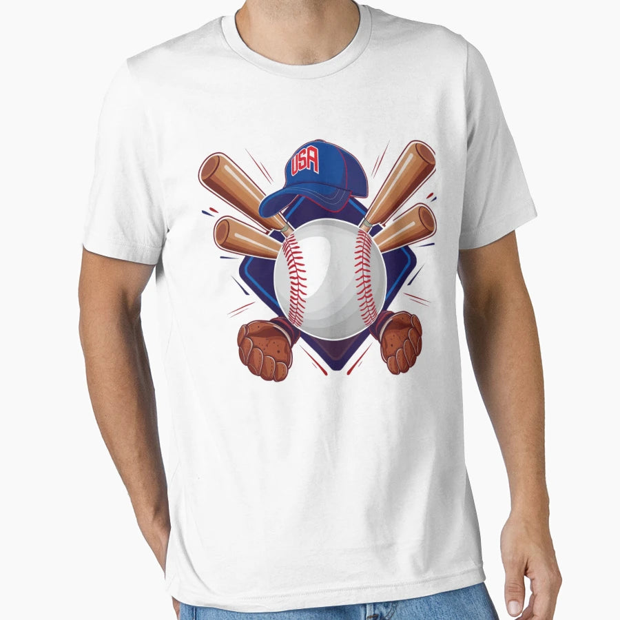 Usa Baseball Dream Team Bats Mitts And T-Shirt - Aesthetic Graphic Unisex - T-Shirt, Sweatshirt, Hoodie