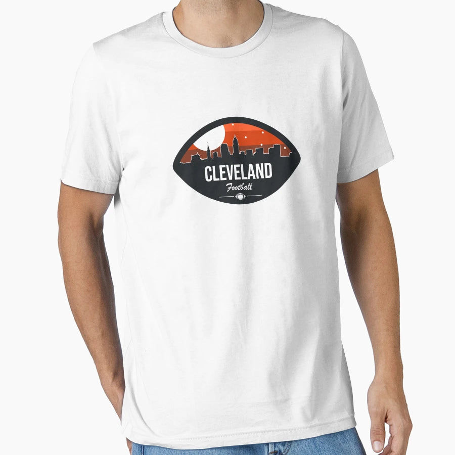 Cleveland Football Skyline Badge T-Shirt - Casual Everyday Wear for Adults - T-Shirt, Sweatshirt, Hoodie