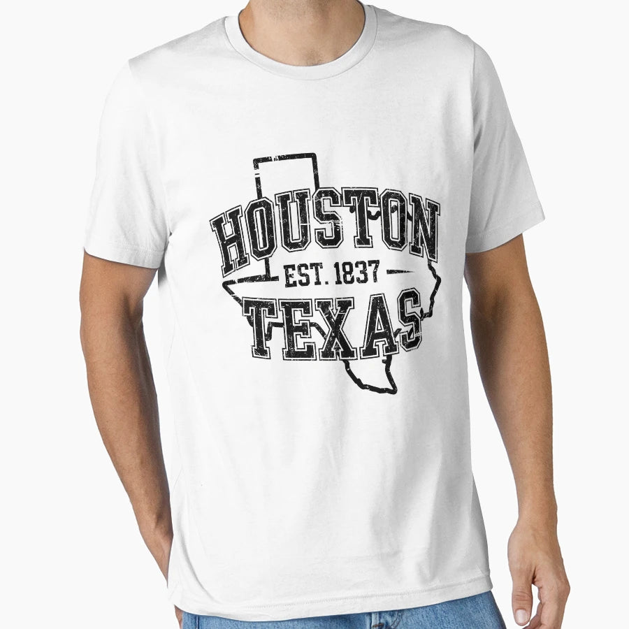 Houston Texas Typography Sports Travel T-Shirt - Unique Graphic Unisex - T-Shirt, Sweatshirt, Hoodie
