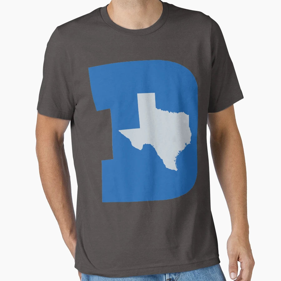 D Texas B Ball Blue Silver T-Shirt - Aesthetic Graphic for Adults - T-Shirt, Sweatshirt, Hoodie