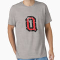 Letter Q Distressed Two Color Black Red T-Shirt - Trendy Graphic Unisex - T-Shirt, Sweatshirt, Hoodie