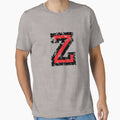 Letter Z Distressed Two Color Black T-Shirt - Casual Everyday Wear Unisex - T-Shirt, Sweatshirt, Hoodie
