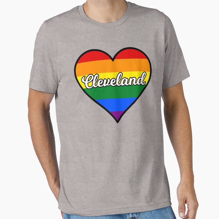 Cleveland Ohio Gay Pride Heart T-Shirt - Trendy Graphic Men Women - T-Shirt, Sweatshirt, Hoodie