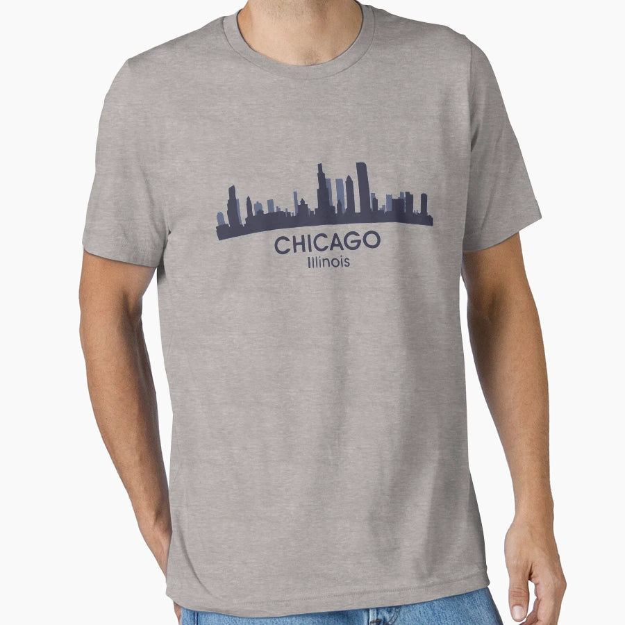 Chicago Illinois City Skyline T-Shirt - Casual Everyday Wear for Adults - T-Shirt, Sweatshirt, Hoodie