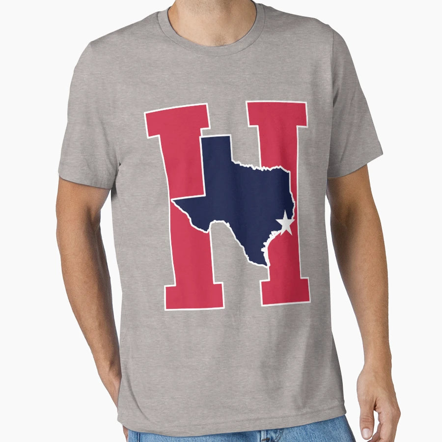Houston Texas H Town Red Blue T-Shirt - Casual Everyday Wear Unisex - T-Shirt, Sweatshirt, Hoodie