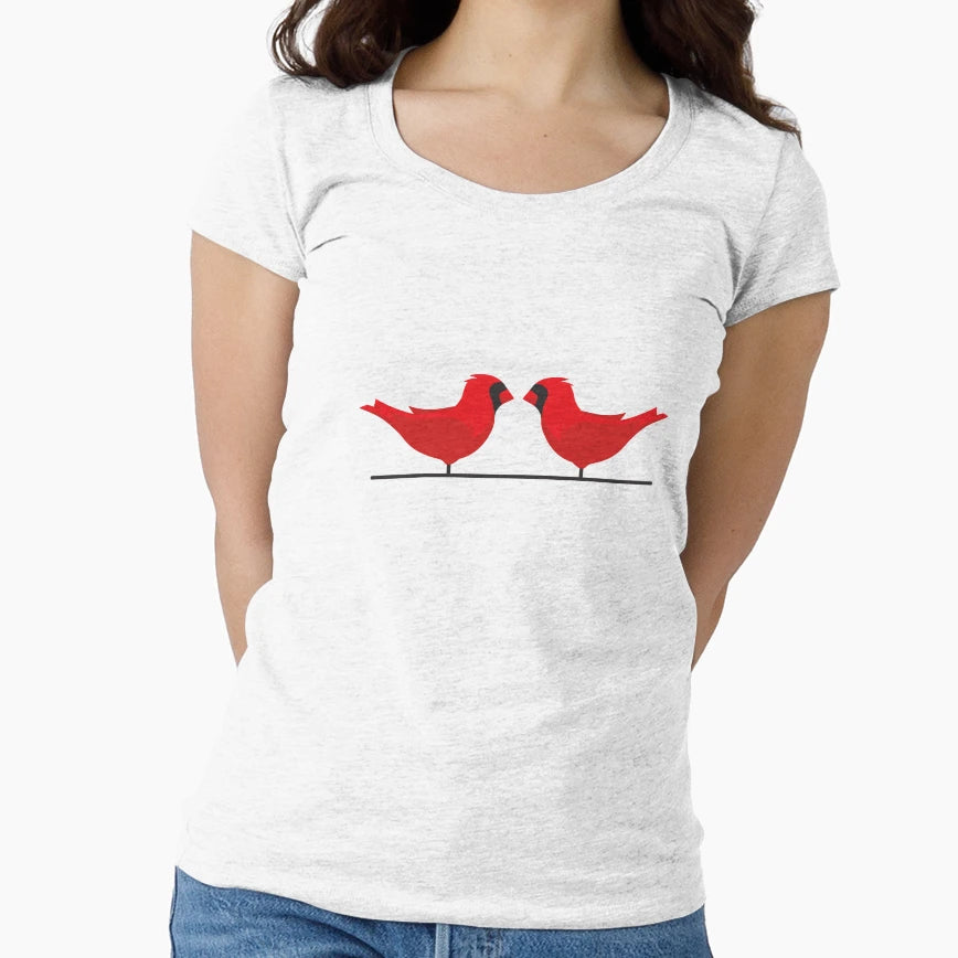 Two Birds Love Cardinals T-Shirt - Graphic Print Unisex - T-Shirt, Sweatshirt, Hoodie