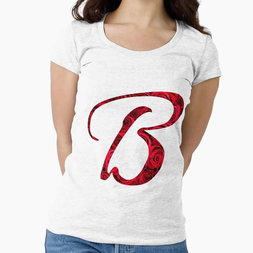 Letter B Red Rose T-Shirt - Fun Novelty Design Men Women - T-Shirt, Sweatshirt, Hoodie