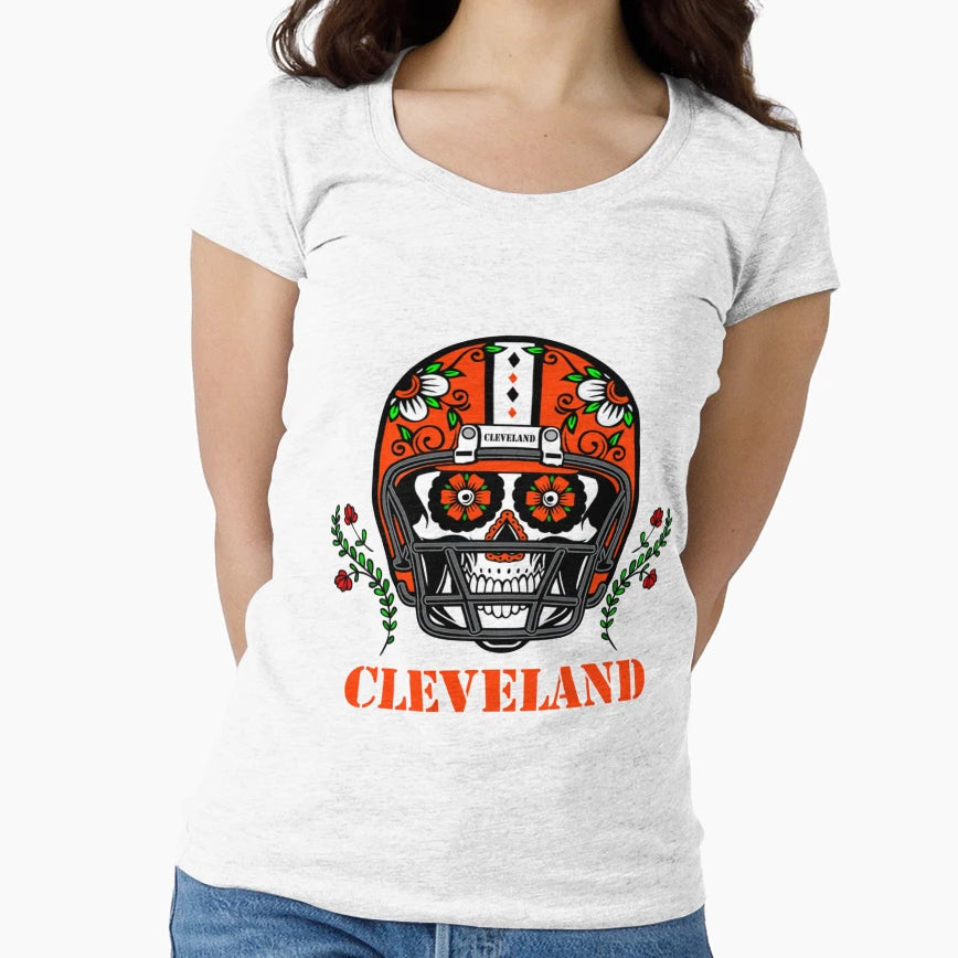 Cleveland Football Helmet Sugar T-Shirt - Fun Novelty Design for Adults - T-Shirt, Sweatshirt, Hoodie