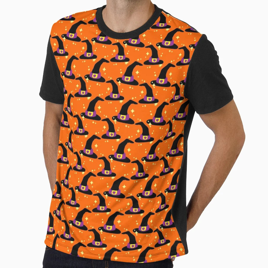 Witch Hat Halloween Pattern T-Shirt - Streetwear Style Unisex - T-Shirt, Sweatshirt, Hoodie