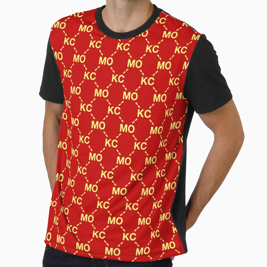 Kcmo Red And Yellow Pattern T-Shirt - Custom Art Print for Adults - T-Shirt, Sweatshirt, Hoodie