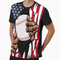 Baseball Softball American Flag T-Shirt - Novelty Apparel for Adults - T-Shirt, Sweatshirt, Hoodie