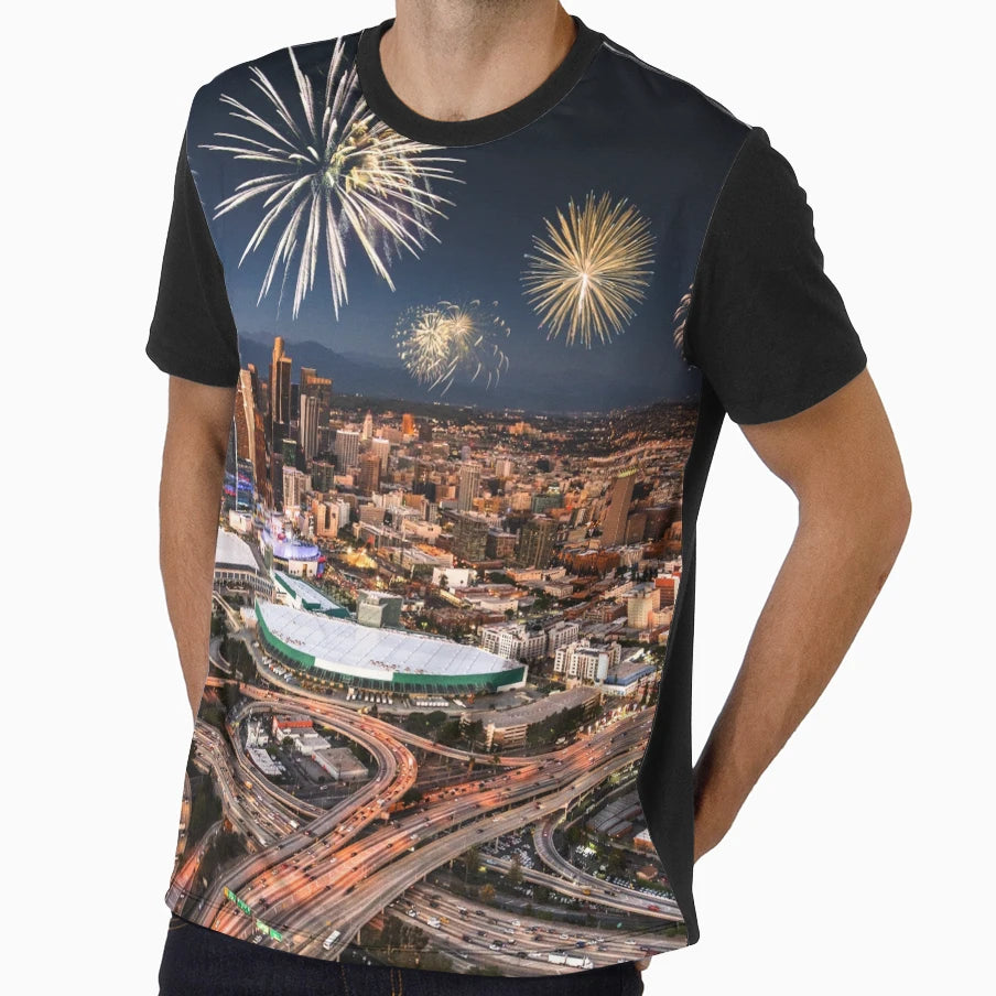Fireworks Los Angeles T-Shirt - Unique Graphic Unisex - T-Shirt, Sweatshirt, Hoodie