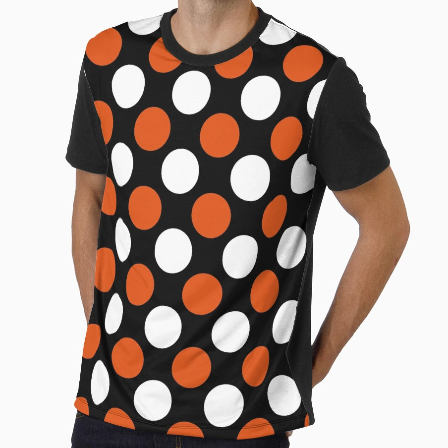 White Orange Polka Dot Big T-Shirt - Casual Everyday Wear Men Women - T-Shirt, Sweatshirt, Hoodie