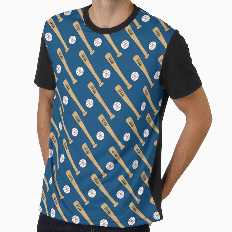 Baseball Pattern Blue T-Shirt - Novelty Apparel Men Women - T-Shirt, Sweatshirt, Hoodie
