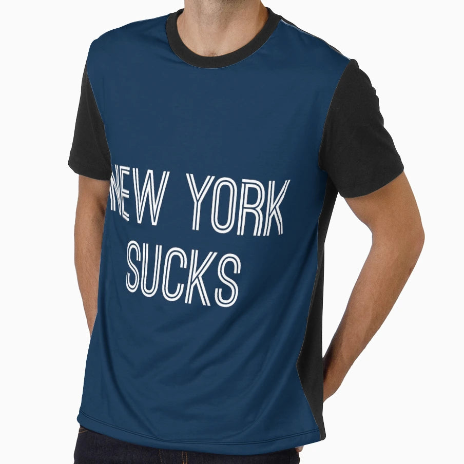 New York Sucks Navy White New England T-Shirt - Novelty Apparel Unisex - T-Shirt, Sweatshirt, Hoodie