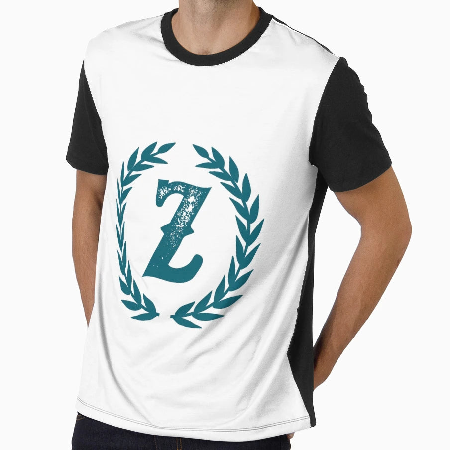 Dark Teal Monogram Letter Z T-Shirt - Custom Art Print Unisex - T-Shirt, Sweatshirt, Hoodie