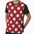 Baseballs Red Background T-Shirt - Graphic Print Unisex - T-Shirt, Sweatshirt, Hoodie
