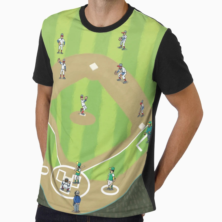Baseball Diamond Showing Player T-Shirt - Streetwear Style for Adults - T-Shirt, Sweatshirt, Hoodie